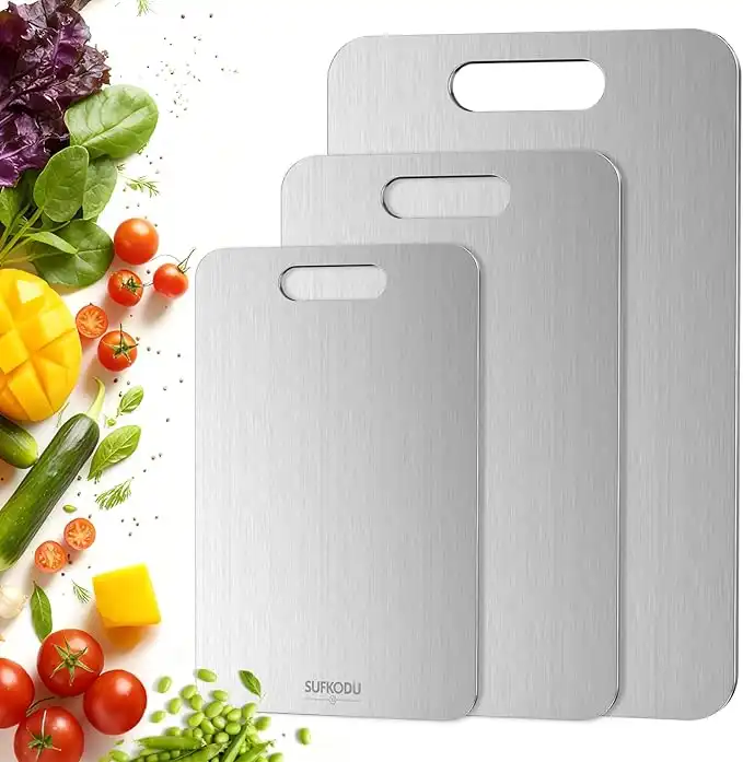 Titanium Cutting Board Set of 3, 100% Double-Sided Titanium Cutting Boards for Kitchen